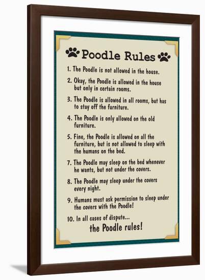 Poodle House Rules Humor-null-Framed Art Print