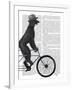 Poodle on Bicycle, Black-Fab Funky-Framed Art Print