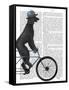 Poodle on Bicycle, Black-Fab Funky-Framed Stretched Canvas