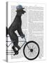 Poodle on Bicycle, Black-Fab Funky-Stretched Canvas