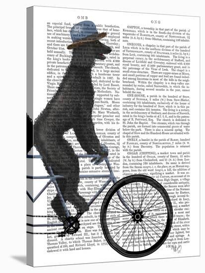 Poodle on Bicycle, Black-Fab Funky-Stretched Canvas