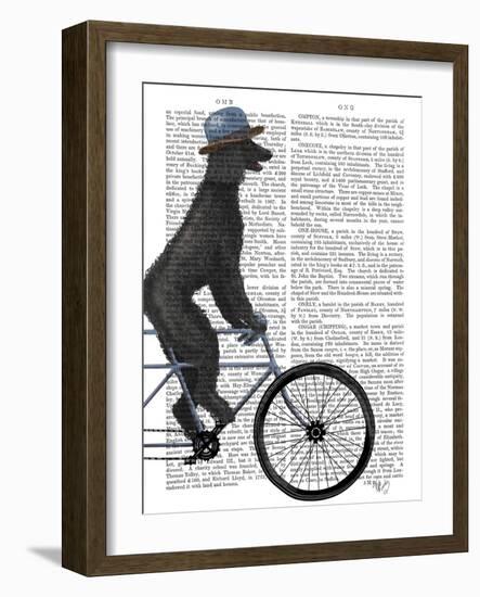 Poodle on Bicycle, Black-Fab Funky-Framed Art Print