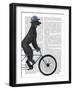 Poodle on Bicycle, Black-Fab Funky-Framed Art Print