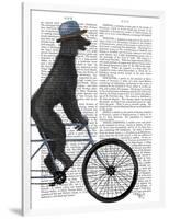 Poodle on Bicycle, Black-Fab Funky-Framed Art Print