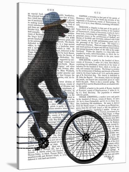 Poodle on Bicycle, Black-Fab Funky-Stretched Canvas