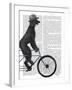 Poodle on Bicycle, Black-Fab Funky-Framed Art Print