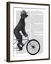 Poodle on Bicycle, Black-Fab Funky-Framed Art Print