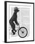 Poodle on Bicycle, Black-Fab Funky-Framed Art Print