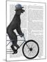 Poodle on Bicycle, Black-Fab Funky-Mounted Art Print