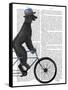 Poodle on Bicycle, Black-Fab Funky-Framed Stretched Canvas