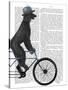 Poodle on Bicycle, Black-Fab Funky-Stretched Canvas