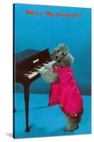 Poodle Playing Piano, Retro-null-Stretched Canvas
