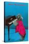 Poodle Playing Piano, Retro-null-Stretched Canvas