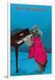 Poodle Playing Piano, Retro-null-Framed Art Print