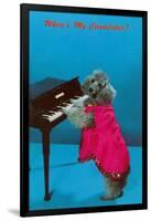 Poodle Playing Piano, Retro-null-Framed Art Print