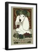 Poodle - Retro Winery Ad-Lantern Press-Framed Art Print