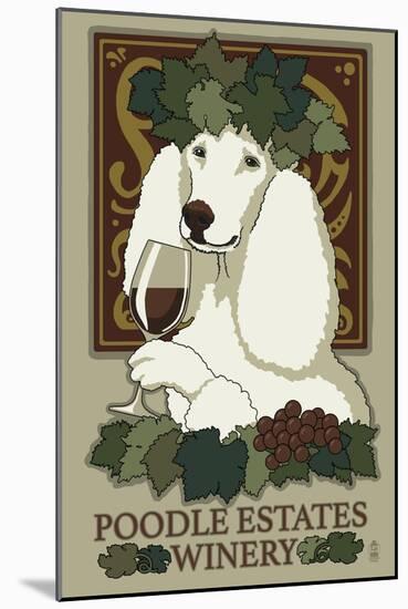 Poodle - Retro Winery Ad-Lantern Press-Mounted Art Print