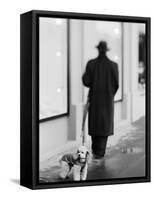 Poodle with Man, Lucerne, Switzerland-Walter Bibikow-Framed Stretched Canvas