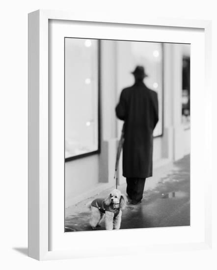 Poodle with Man, Lucerne, Switzerland-Walter Bibikow-Framed Photographic Print