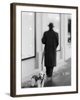 Poodle with Man, Lucerne, Switzerland-Walter Bibikow-Framed Photographic Print