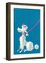 Poodle with Pink Leash-null-Framed Art Print