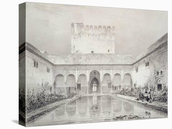 Pool and Fountain in the Courtyard of the Alberca-Philibert Joseph Girault de Prangey-Stretched Canvas