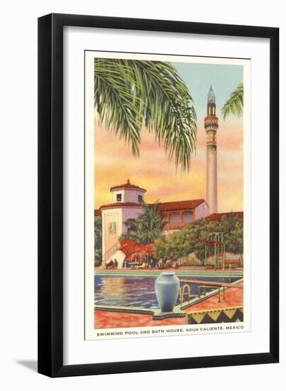 Pool and Minaret, Agua Caliente, Tijuana, Mexico-null-Framed Art Print