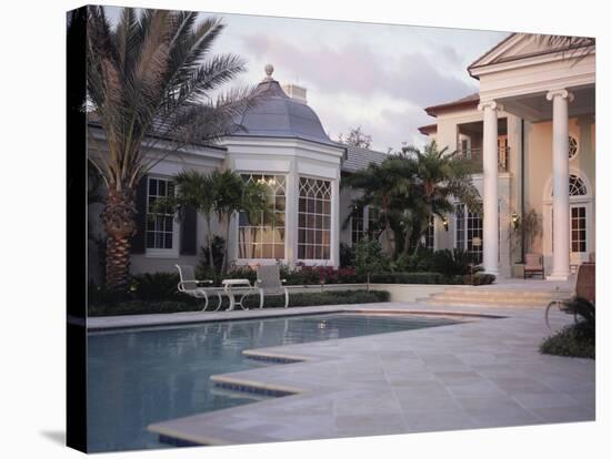 Pool at a Mansion-null-Stretched Canvas