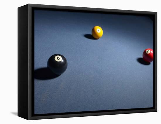 Pool Balls on Blue Felt Pool Table-null-Framed Stretched Canvas
