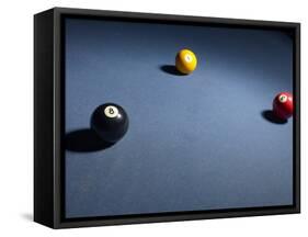 Pool Balls on Blue Felt Pool Table-null-Framed Stretched Canvas