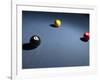 Pool Balls on Blue Felt Pool Table-null-Framed Photographic Print