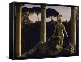 Pool Surrounded by Marble Statues and Graceful Arches in Gardens of Hadrian's Villa at Tivoli-Gjon Mili-Framed Stretched Canvas