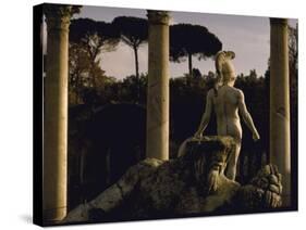 Pool Surrounded by Marble Statues and Graceful Arches in Gardens of Hadrian's Villa at Tivoli-Gjon Mili-Stretched Canvas