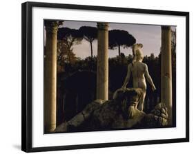 Pool Surrounded by Marble Statues and Graceful Arches in Gardens of Hadrian's Villa at Tivoli-Gjon Mili-Framed Photographic Print