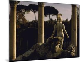 Pool Surrounded by Marble Statues and Graceful Arches in Gardens of Hadrian's Villa at Tivoli-Gjon Mili-Mounted Photographic Print