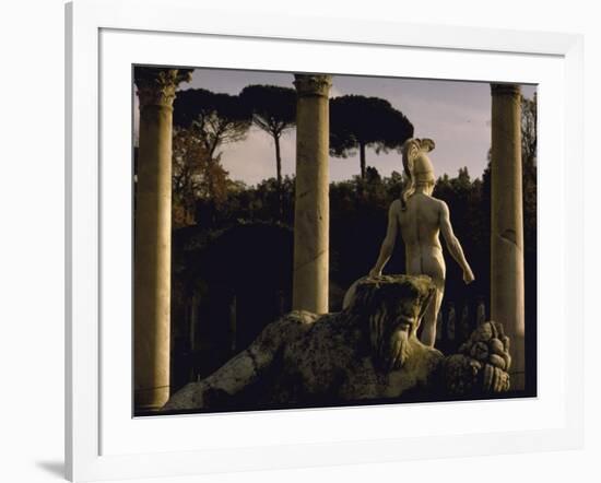 Pool Surrounded by Marble Statues and Graceful Arches in Gardens of Hadrian's Villa at Tivoli-Gjon Mili-Framed Photographic Print