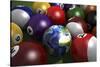 Pool Table with Balls and One of Them as Planet Earth-null-Stretched Canvas