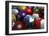 Pool Table with Balls and One of Them as Planet Earth-null-Framed Art Print