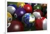 Pool Table with Balls and One of Them as Planet Earth-null-Framed Art Print