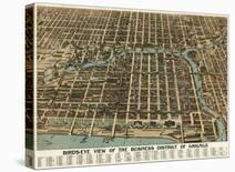 Bird’s Eye View of the Business District of Chicago, 1898-Poole Bros^-Laminated Art Print