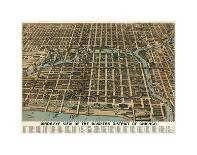 Bird’s Eye View of the Business District of Chicago, 1898-Poole Bros^-Framed Art Print