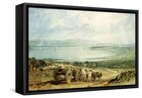 Poole, Dorset with Corfe Castle in the Distance-J. M. W. Turner-Framed Stretched Canvas