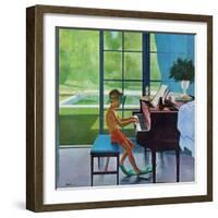 "Poolside Piano Practice," June 11, 1960-George Hughes-Framed Premium Giclee Print