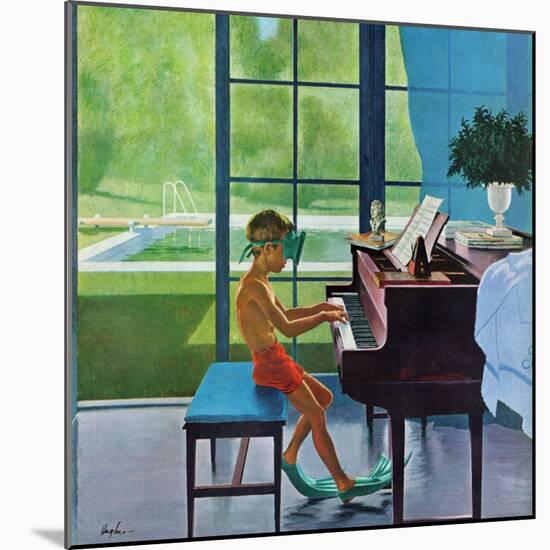 "Poolside Piano Practice," June 11, 1960-George Hughes-Mounted Premium Giclee Print