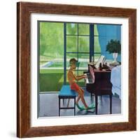 "Poolside Piano Practice," June 11, 1960-George Hughes-Framed Giclee Print