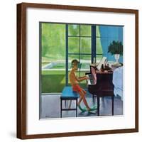 "Poolside Piano Practice," June 11, 1960-George Hughes-Framed Giclee Print