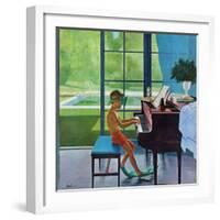 "Poolside Piano Practice," June 11, 1960-George Hughes-Framed Giclee Print