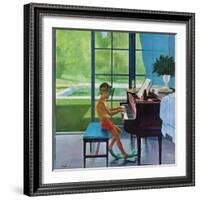 "Poolside Piano Practice," June 11, 1960-George Hughes-Framed Giclee Print