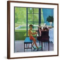 "Poolside Piano Practice," June 11, 1960-George Hughes-Framed Giclee Print