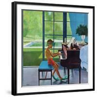 "Poolside Piano Practice," June 11, 1960-George Hughes-Framed Giclee Print